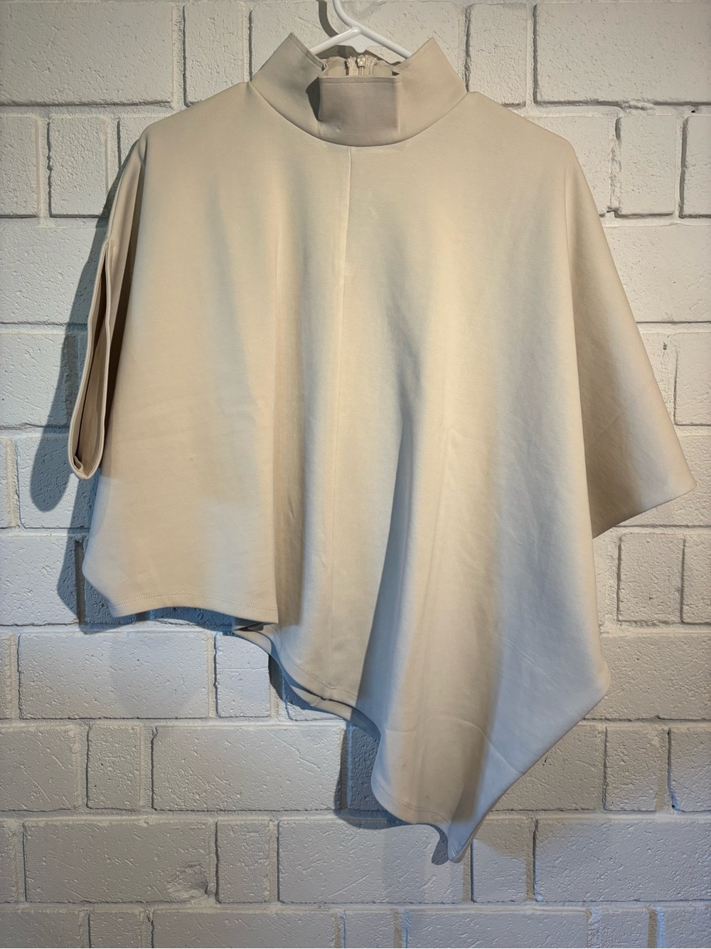 Zara Cream Asymmetric Mock Neck Blouse